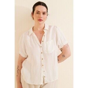 Anthropologie The Aly Puff-Sleeve Blouse Linen Edition by Pilcro Women’s 1X